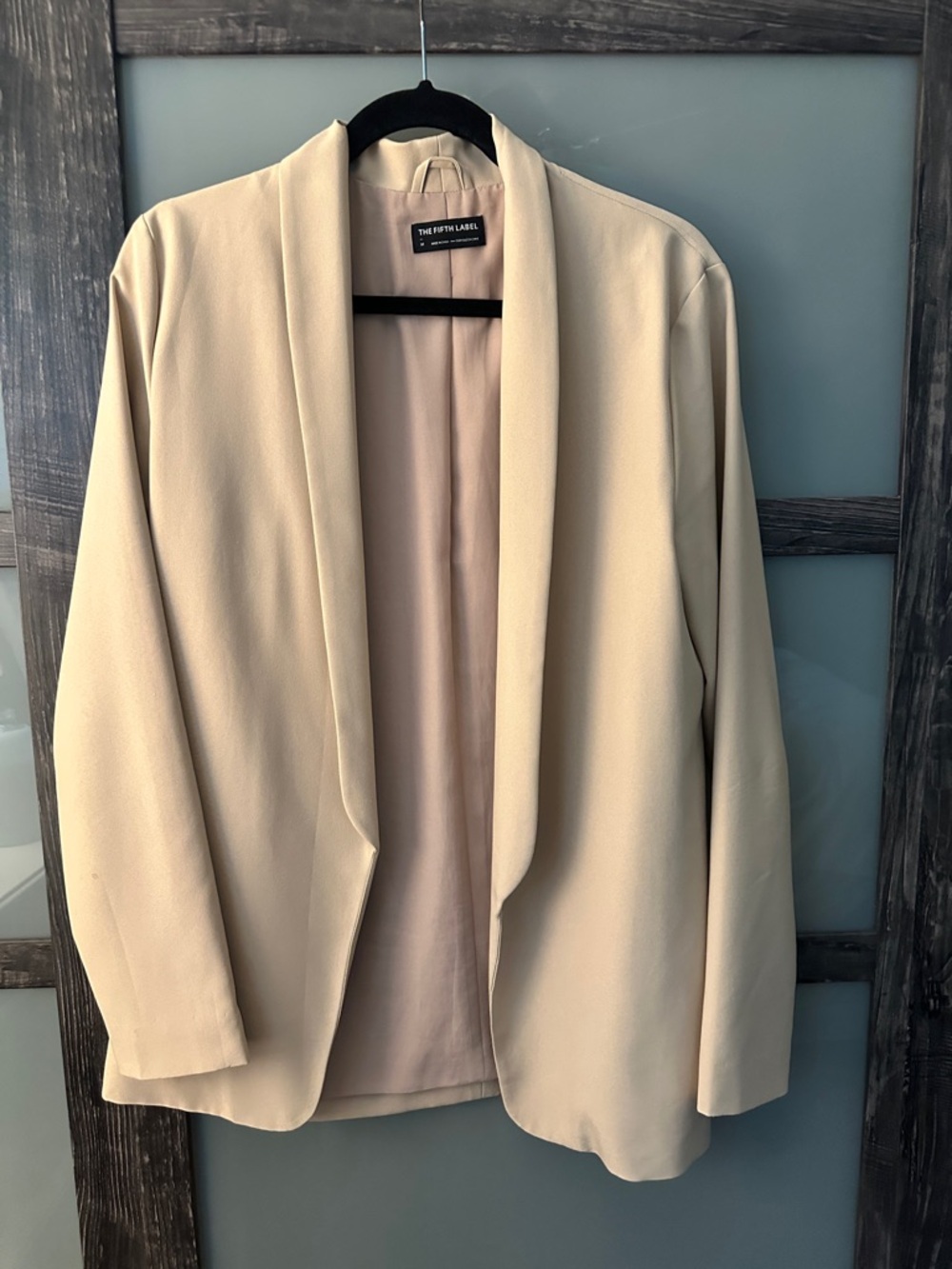 The Fifth Label Cream Open-Front Draped Blazer